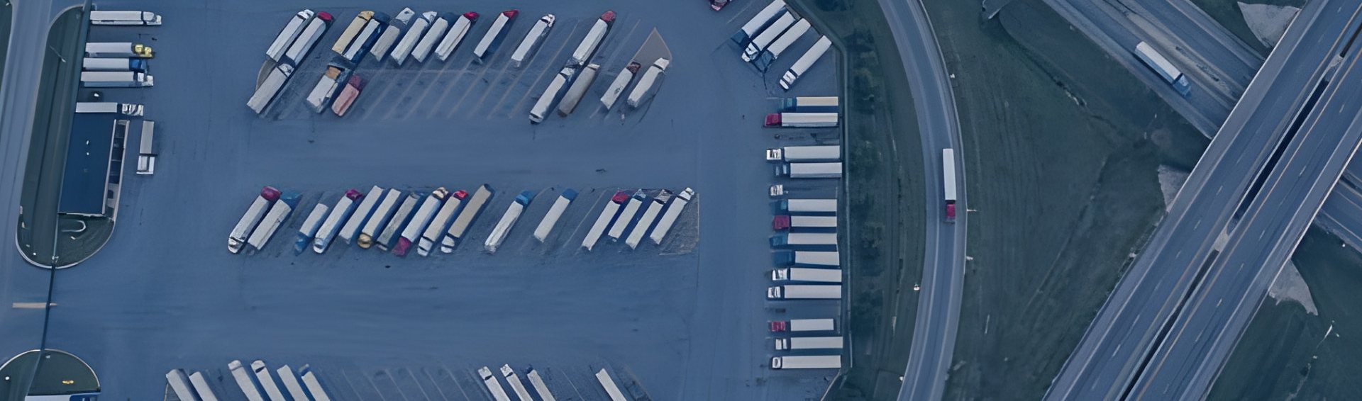 Aerial view of a truck terminal