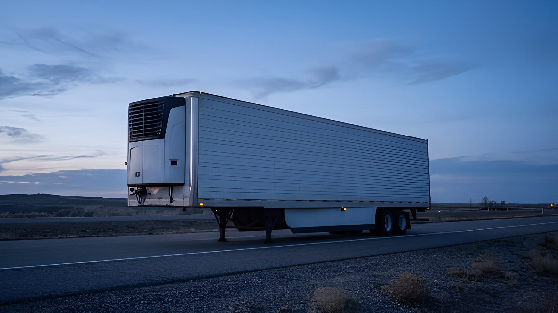 Refrigerated trailer on the road
